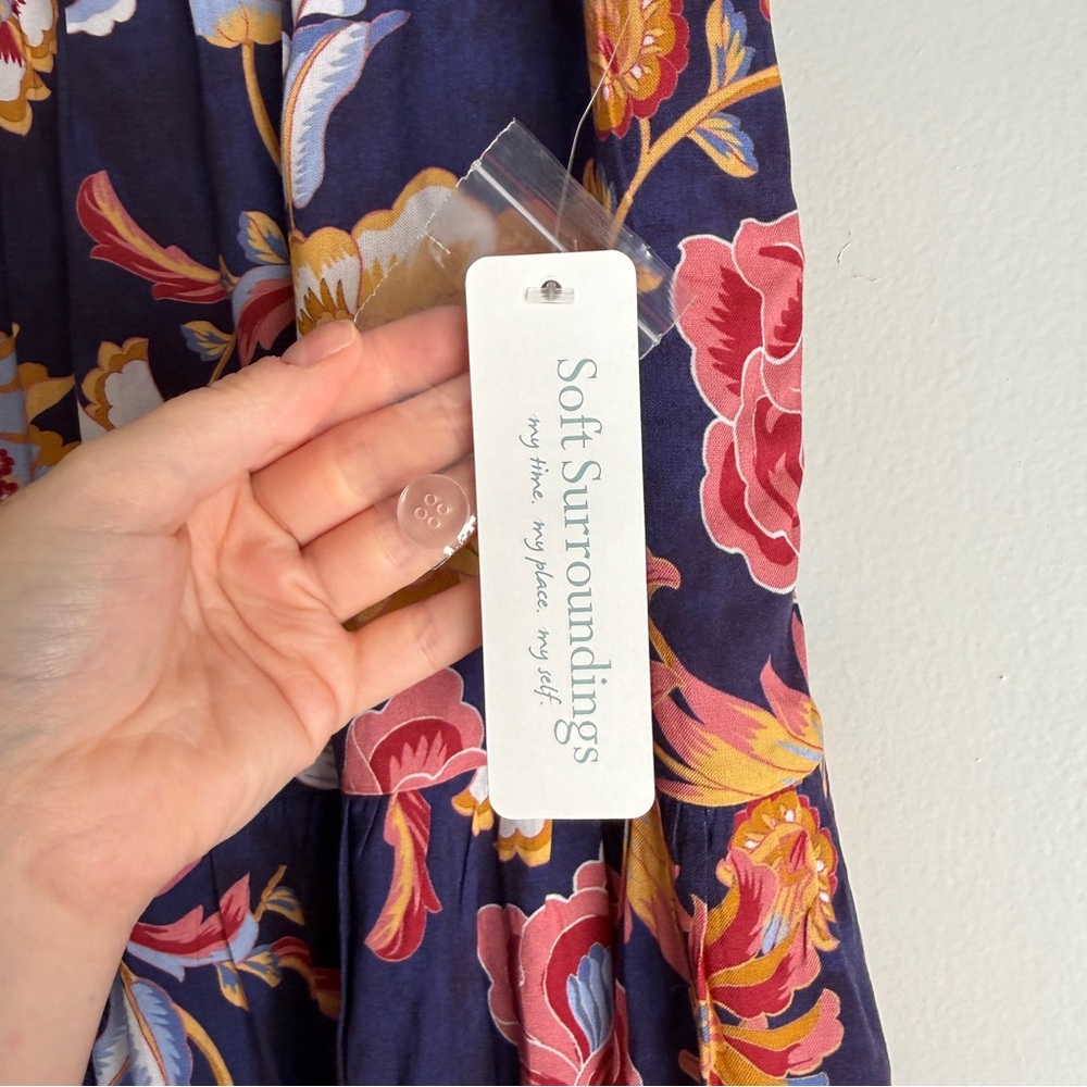 Soft Surroundings New Kara Skirt Blue Akrotiri Flowers Maxi Women’s Size Large - Picture 7 of 13